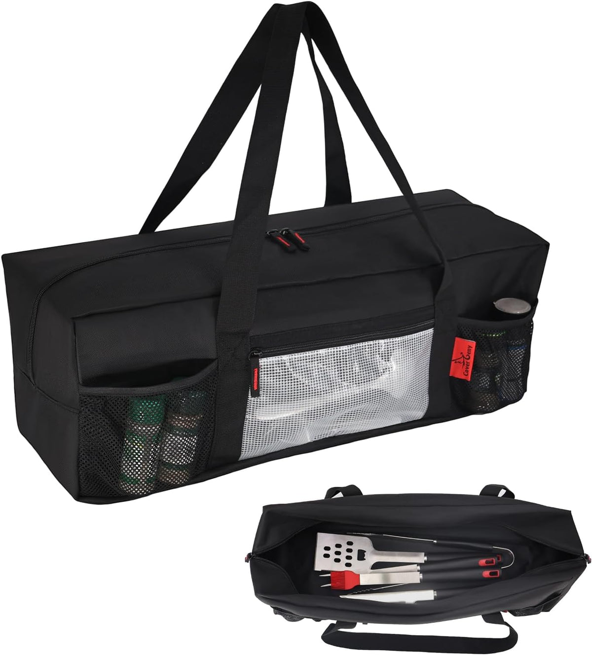 Grill Tool Organizer, BBQ Tool Storage Bag with Pockets- 20" Heavy-Duty Storage Bag Waterproof 600D Oxford, Folding Design Gift for Camping, Tailgates, Outdoor BBQ Parties (20" Lx6 Wx5 H)