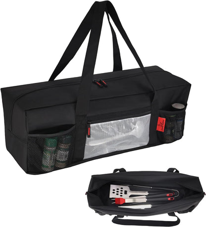 Grill Tool Organizer, BBQ Tool Storage Bag with Pockets- 20" Heavy-Duty Storage Bag Waterproof 600D Oxford, Folding Design Gift for Camping, Tailgates, Outdoor BBQ Parties (20" Lx6 Wx5 H)