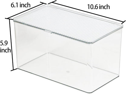 ZEXALOR Clear Plastic Storage Bin with Lid, Makeuo Holder, Fridge Organizer, Refrigerator Organizers and Storage, Small Container for Pantry, Office, Dresser, Bathroom, Kitchen, Snack