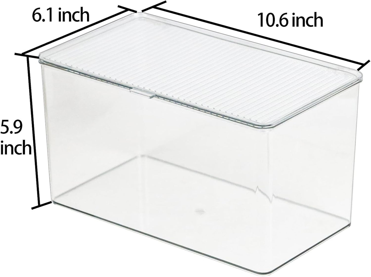 ZEXALOR Clear Plastic Storage Bin with Lid, Makeuo Holder, Fridge Organizer, Refrigerator Organizers and Storage, Small Container for Pantry, Office, Dresser, Bathroom, Kitchen, Snack