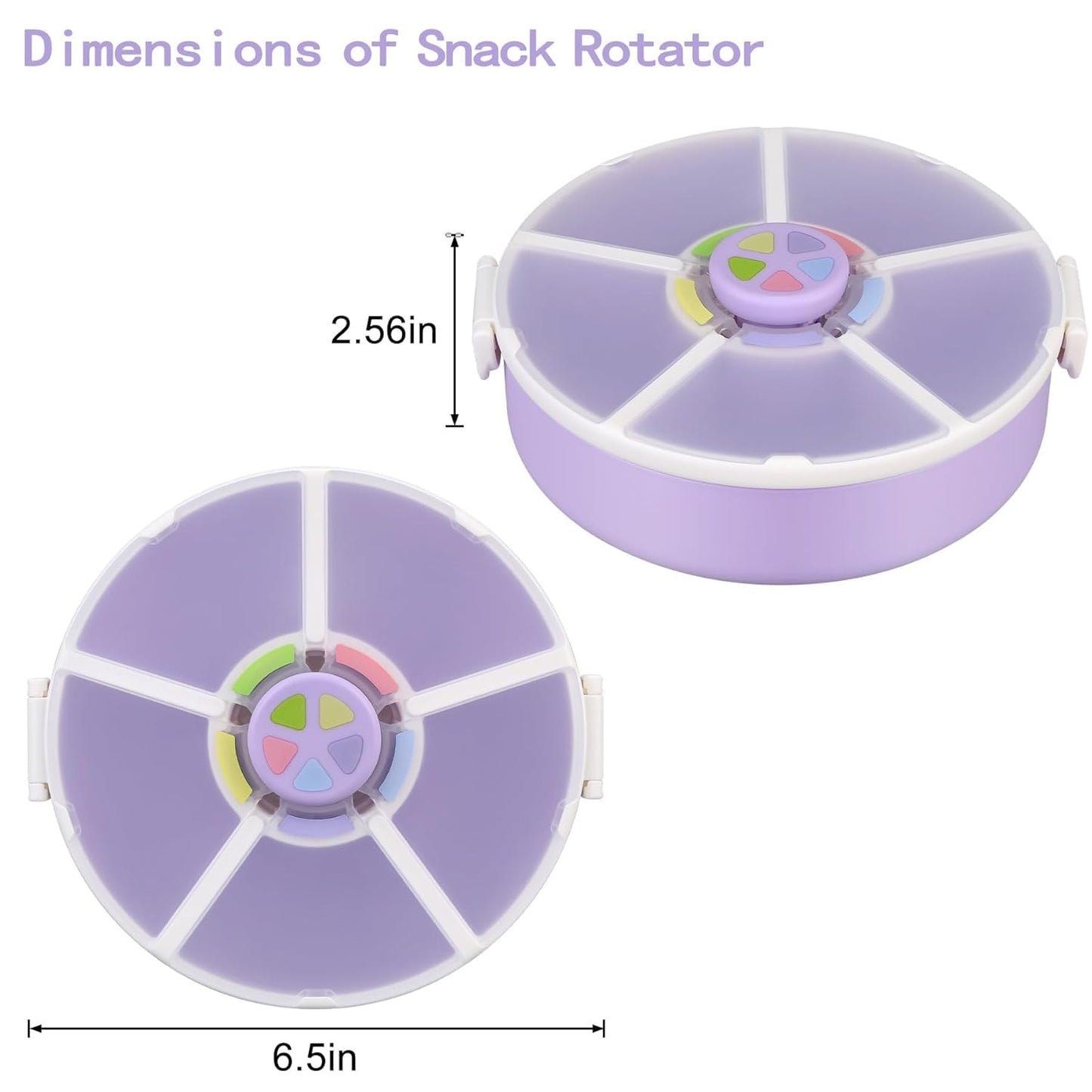 Pawtong Snack Rotator Container Reusable Snack Box with 5 Compartment Dispenser and Lid, Color Matching Opening Lid, BPA and PVC Free, for Home, School, Travel (1 Pack- Pink)