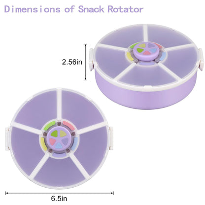 Pawtong Snack Rotator Container Reusable Snack Box with 5 Compartment Dispenser and Lid, Color Matching Opening Lid, BPA and PVC Free, for Home, School, Travel (1 Pack- Pink)