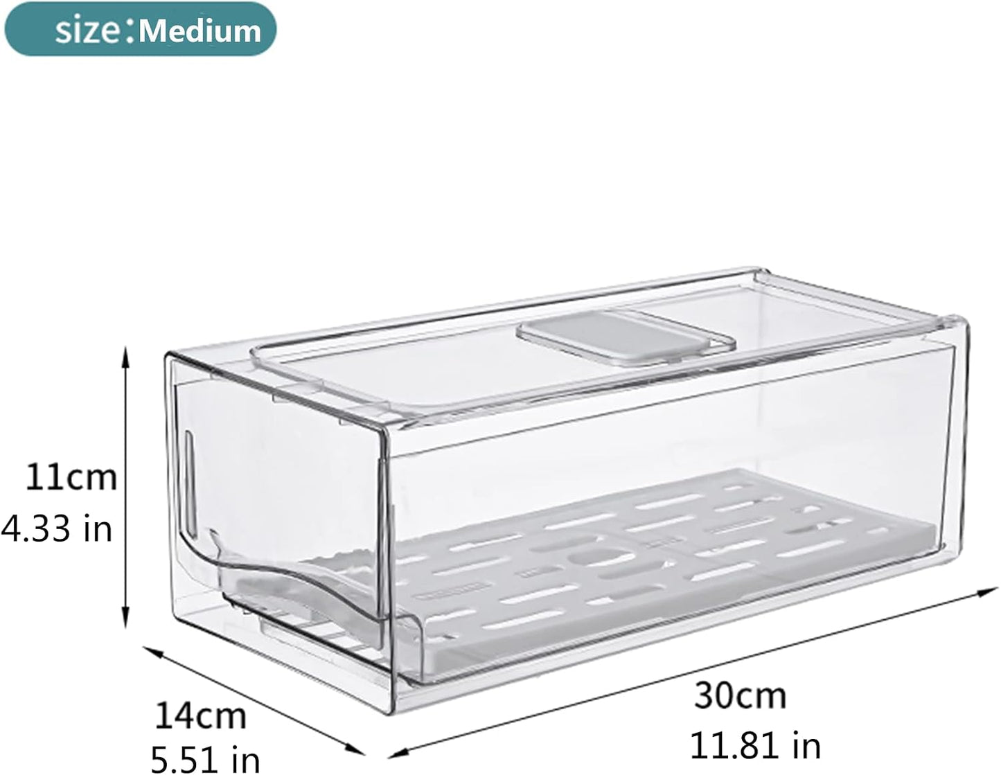 Diskary Fridge Organizer, Stackable Refrigerator Organizer Bins, Reusable Food Storage Containers, Fridge Drawer Organizer in Home Kitchen, Barbecue Shop, Restaurant, BPA-Free (2 Drawers, Large)