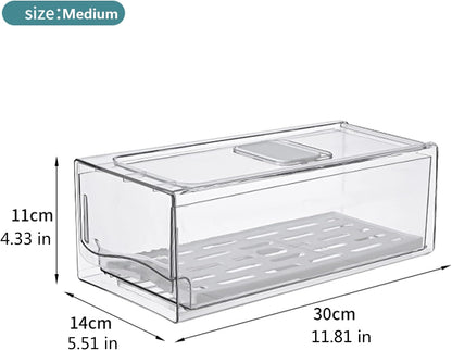 Diskary Fridge Organizer, Stackable Refrigerator Organizer Bins, Reusable Food Storage Containers, Fridge Drawer Organizer in Home Kitchen, Barbecue Shop, Restaurant, BPA-Free (2 Drawers, Large)