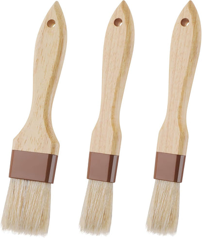 3 Pack Natural Bristle Pastry Brush for Basting Baking Cooking Food