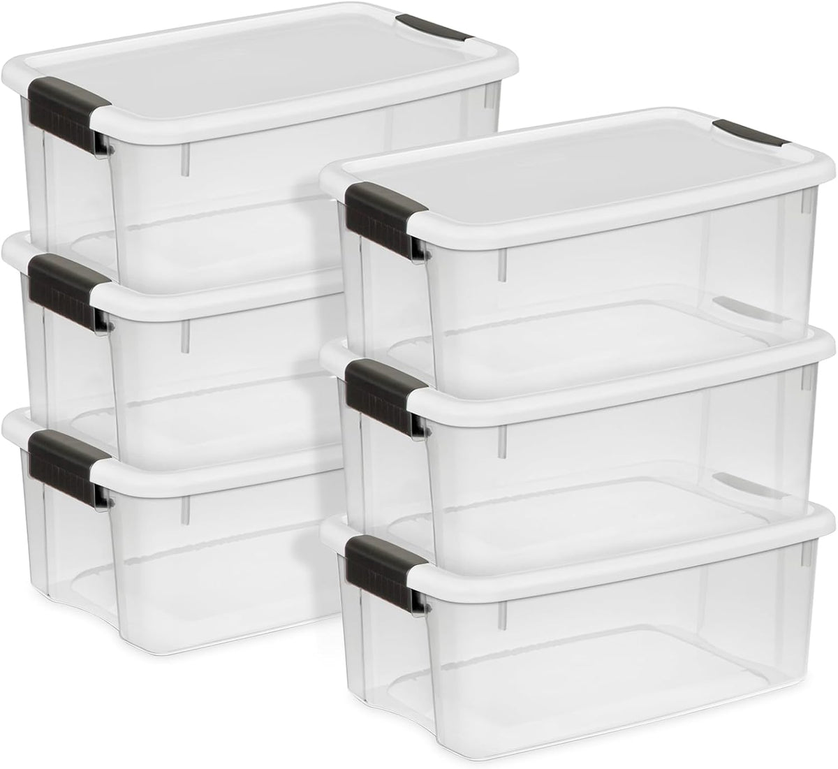 Sterilite 6-Pack Ultra Latching Box, Storage Bins with Lids, Clear Plastic, 18 Qt – Large Heavy-Duty Organizing Bin Containers for Home, Closet, Kitchen, Pantry, Bathroom, and Office