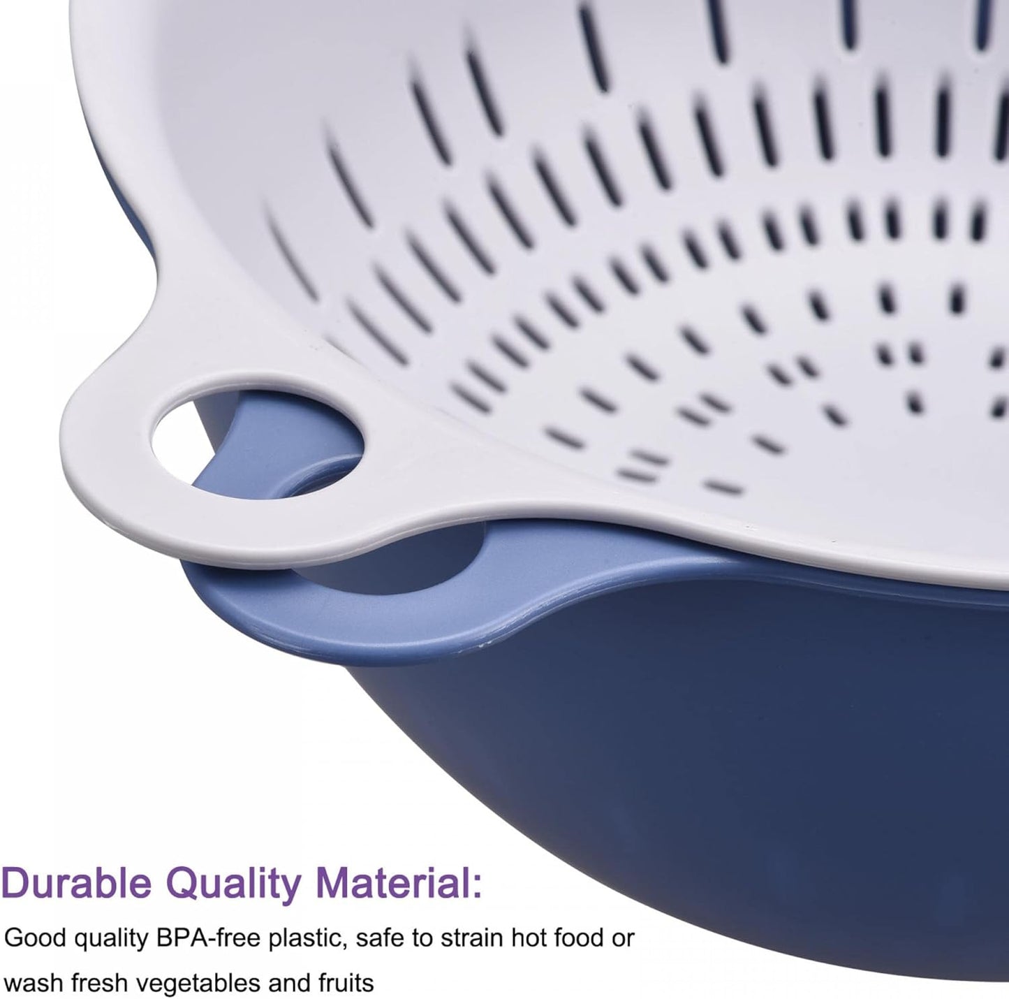 uxcell Kitchen Strainer Colander Bowl Set, Small Double Layer Drain Basin and Basket Suitable for Fruits, Vegetables, Pasta, Berry - Purple