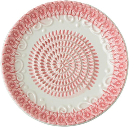 BonCera, Premium Ceramic Garlic Grater Plate Set - Pink Embossed