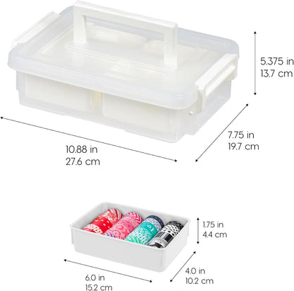 IRIS USA 5 Qt. Plastic Craft Storage Container Bins with Lids, 6 Pack, Small Art & Office Supply Organizer Tote, Sensory Bins & Boxes for Home & University, Stackable, Carry Handle, Clear