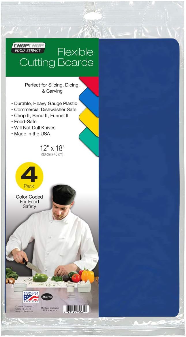 CounterArt Chop Chop Food Service Grade Flexible Cutting Mat (Set of 4), 12 by 18-Inch, Assorted colors