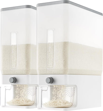 Lifewit Rice Dispenser 25 Lbs(11.3kg), Rice Storage Container Sealed Moisture Proof with Measuring Cup for Kitchen Pantry Household, BPA-Free, 1 Pack Grey