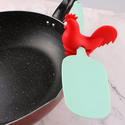 Chicken Pot Clip Spoon Holder Portable Cartoon Silicone-Pot Clip Anti-scalding Spoon Holder Pot Side Clip Cooking Tool, Red