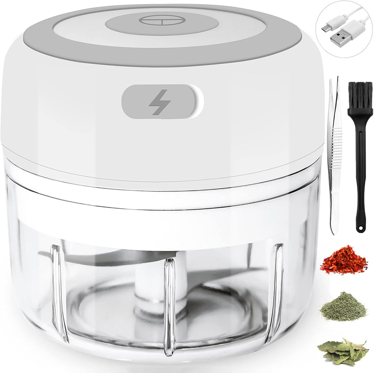 Electric-Herb-Grinder-Large-3.4oz-USB Rechargeable Fresh Herbs and Spices