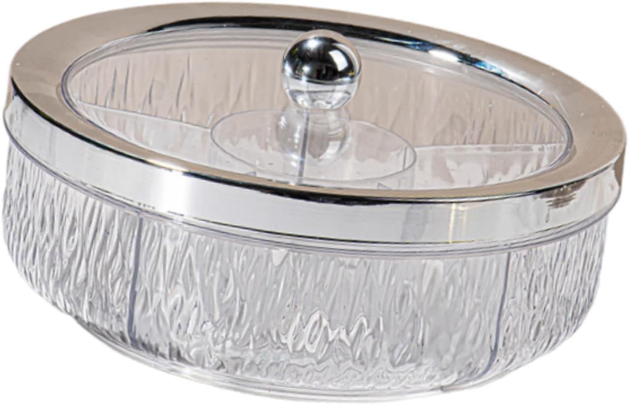 Amagogo Divided Serving Tray with Transparent Lid Snack Tray Rotatable Base Appetizer Platter with 6 Compartments Dessert Dish Suitable for Gift Giving Home D, Golden Bow