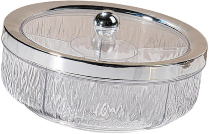 Yajuyi Divided Serving Tray Snack Dishes Dessert Plate Rotating Serving Platter Dish Clear Visibility Lid Suitable for Entertaining Living Room, Rose Golden Bow