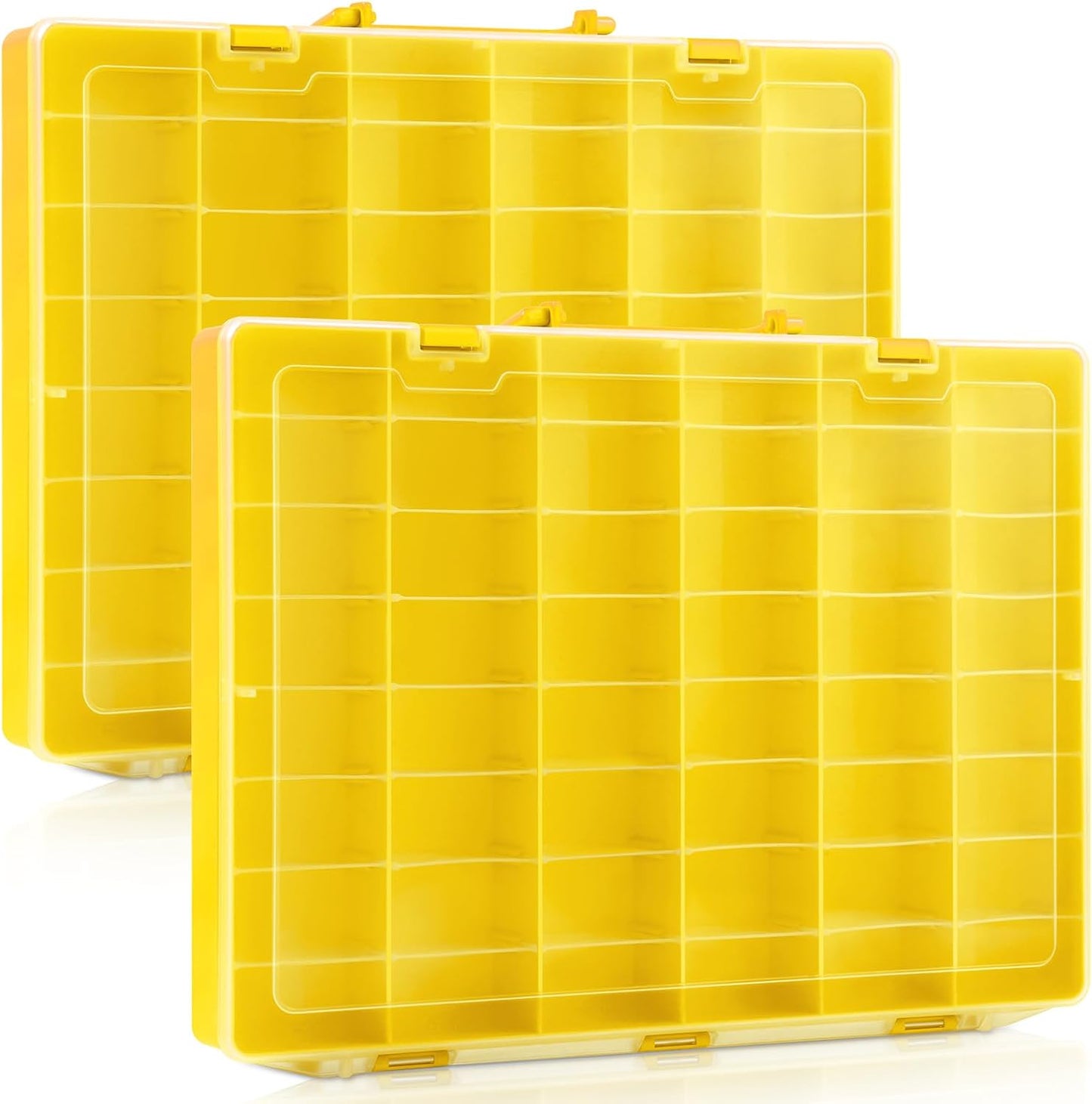 Juexica 2 Pcs Large 48 Grids Plastic Storage Bead Organizer Box, Tackle Box, Compartment Organizer Container with Adjustable Dividers for Jewelry Art Crafts Toys Screw Small Parts(Clear)