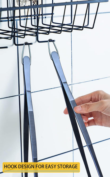 JETKONG 2 Pcs 12-Inch Kitchen Tweezers Fine Tweezer Tongs, Extra-Long Stainless Steel Cooking Tweezers (Silver)