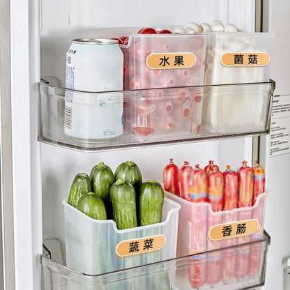 Crystal ClearFreezer Storage Bins,4 Pack Cleard Plastic Bins for Refrigerator and Pantry,Clear Plastic OrganizerBins with Handles,Stackable Kitchen Cabinet Organizer for Frozen Food,Meat & Veggies