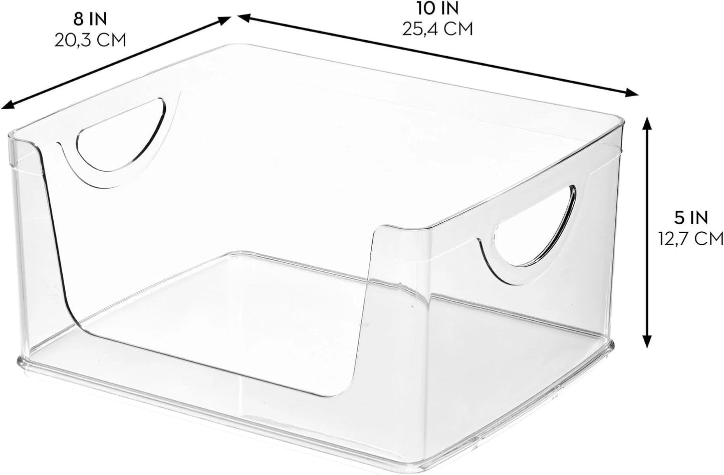 Plastic Open-Front Cabinet and Pantry Organizing Bin, Clear