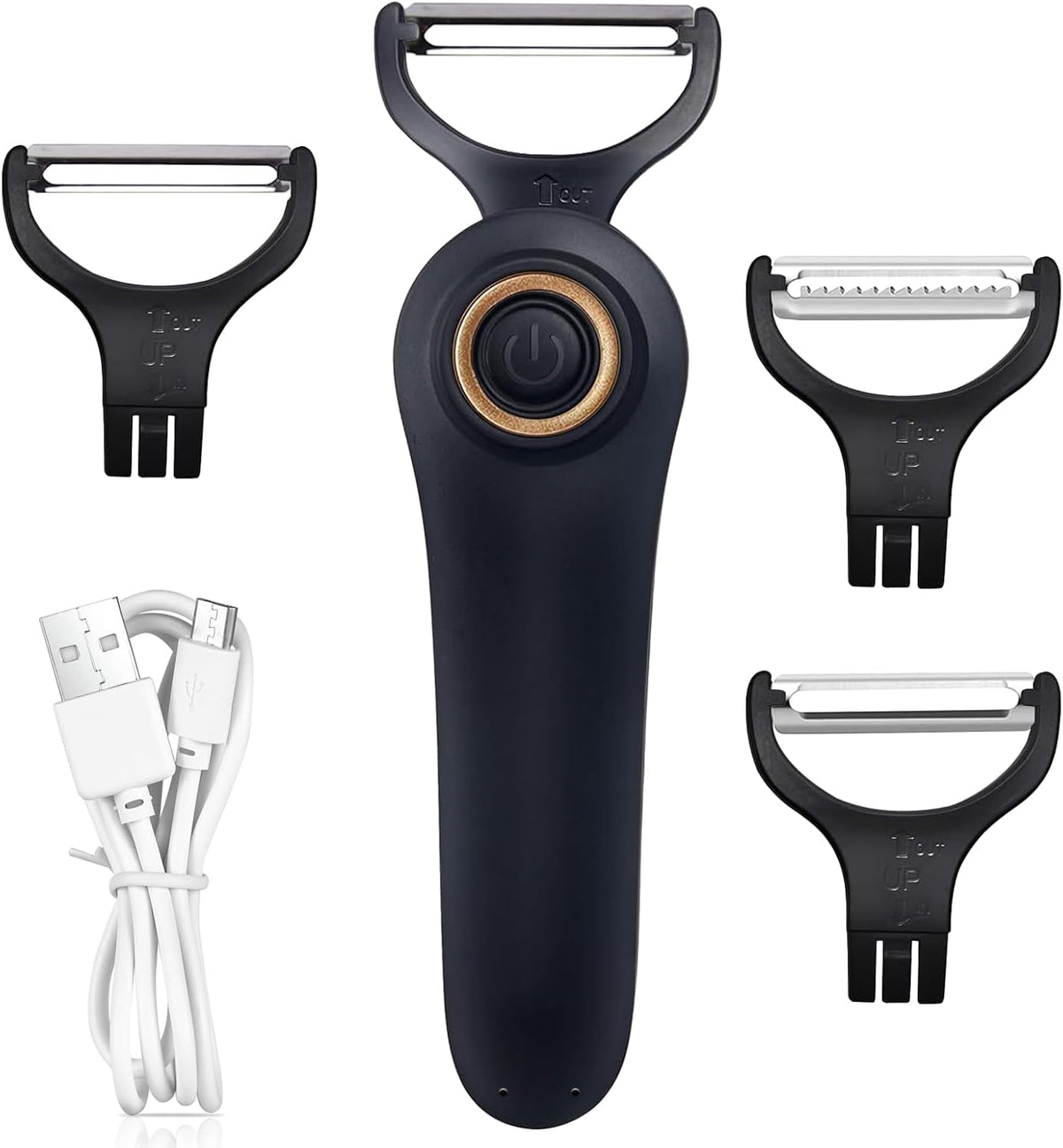 Electric Potato Peeler, Handheld Electric Vegetables and Fruit Peeler 3-in-1 Pro Set, USB Rechargeable Kitchen Gadgets for Apples, Potato, Carrots, Cucumber