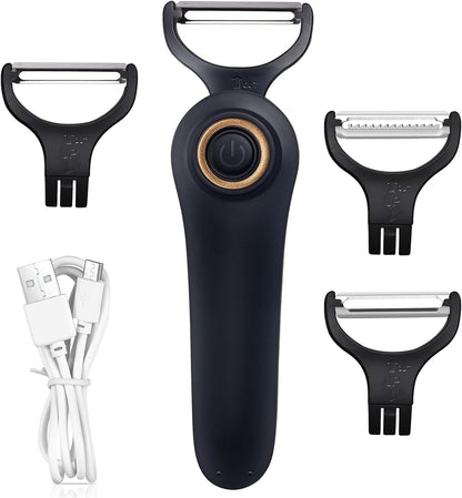 Electric Potato Peeler, Handheld Electric Vegetables and Fruit Peeler 3-in-1 Pro Set, USB Rechargeable Kitchen Gadgets for Apples, Potato, Carrots, Cucumber