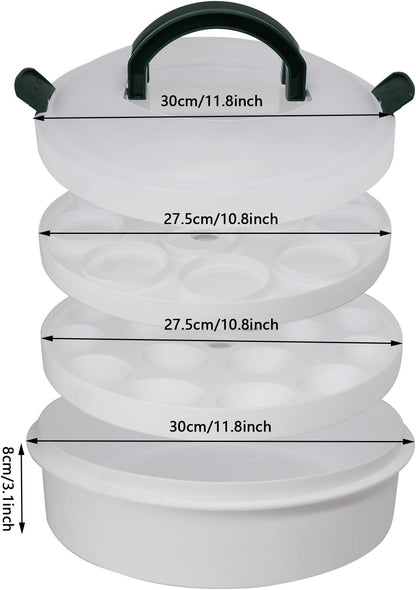 10 Inch Portable Pie Carrier with Lid and Tray 3-In-1 Round Cupcake Container Egg Holder Muffin Tart Cookie Keeper Food for Halloween(Green)