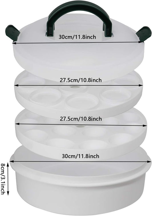 10 Inch Portable Pie Carrier with Lid and Tray 3-In-1 Round Cupcake Container Egg Holder Muffin Tart Cookie Keeper Food for Halloween(Green)