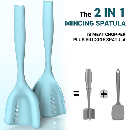 Meat Chopper Mincing Spatula, Silicone Hamburger Grinder for Ground Beef