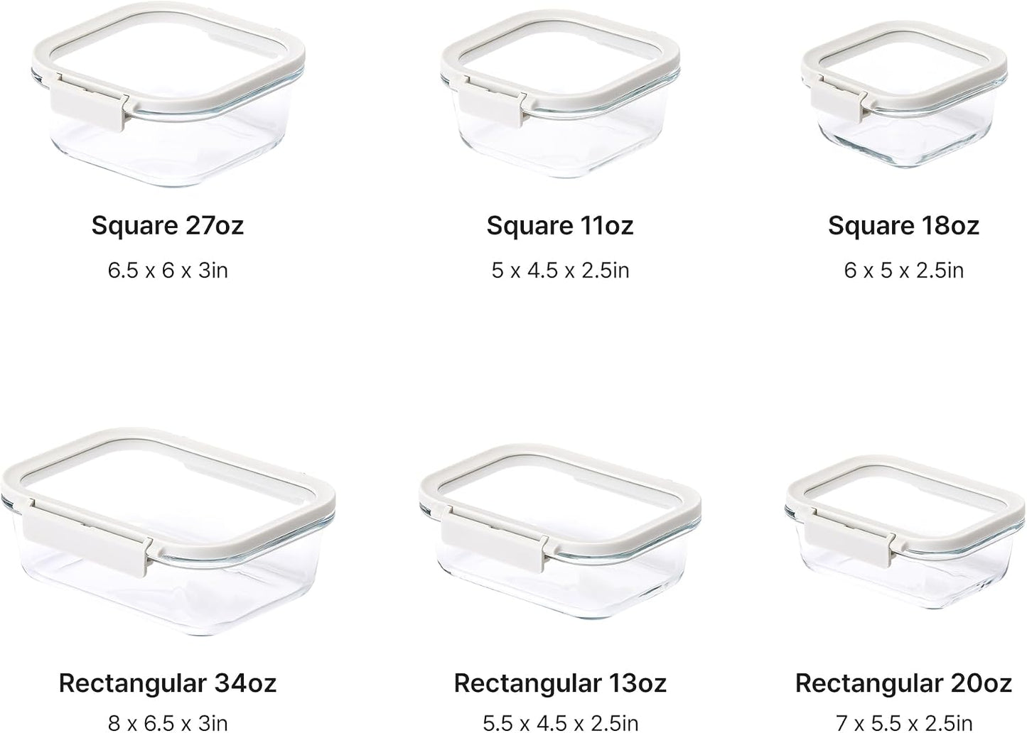 Neoflam 6-Piece Comodo Glass Food Storage Containers with Lids – Airtight Stackable Meal Prep Set – BPA-Free, Microwave Oven Air Fryer Freezer Safe – Reusable Glass Containers for Home & Office