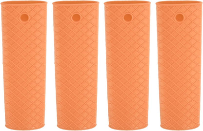 uxcell Silicone Hot Handle Holder, 4Pcs Pot Handle Sleeve Heat Resistant Non-Slip Rubber Pot Handle Sleeve for Frying Pans, Griddles Sleeve Grip Handle Cover, Cookware Handles, Orange