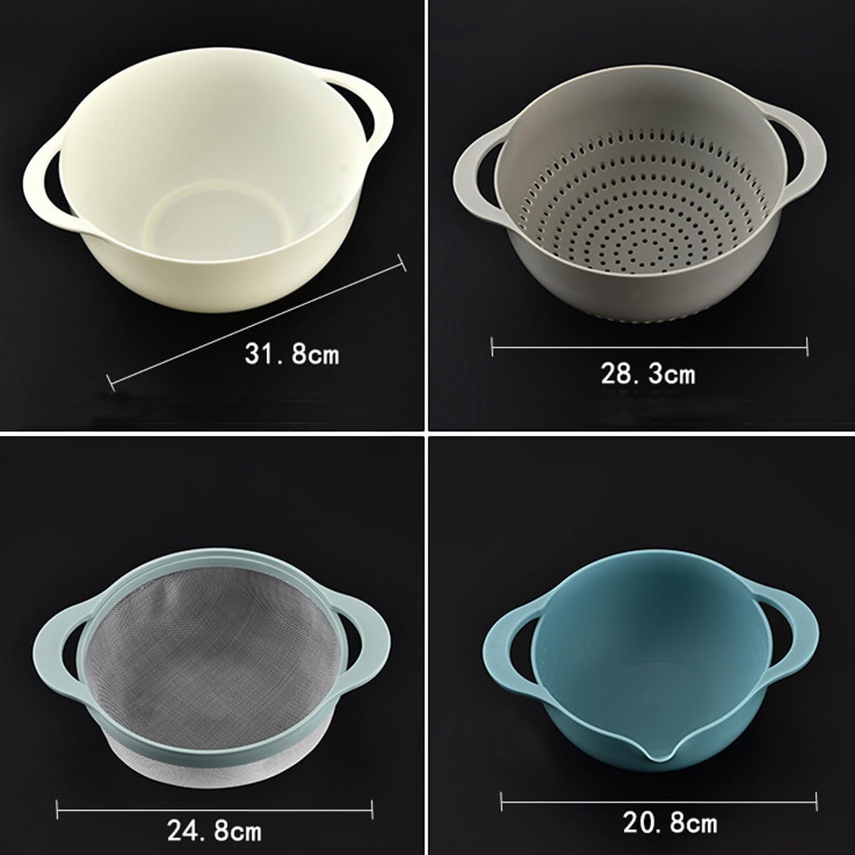 Mixing Bowls, Nesting Baking Bowls with Colander & Fine Mesh (Wheat-10PCS)