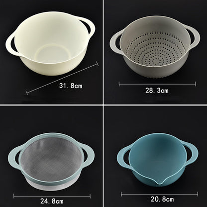 Mixing Bowls, Nesting Baking Bowls with Colander & Fine Mesh (Wheat-10PCS)