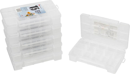 Akro-Mils 05705 Plastic Portable Parts Storage Case for Hardware and Crafts with Hinged Lid and 4 Adjustable Dividers, (8-3/8-Inch x 5-Inch x 1-5/8-Inch), Small, Clear