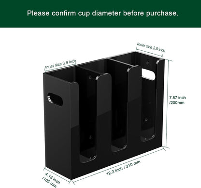 Disposable Coffee Cup Dispenser with Handles, Countertop or Wall Mount Hot/Cold Drink Cup and Lid Holder - Bathroom/Kitchen/Office Acrylic Cup Lid Storage Organizer (1 Compartment, Clear)