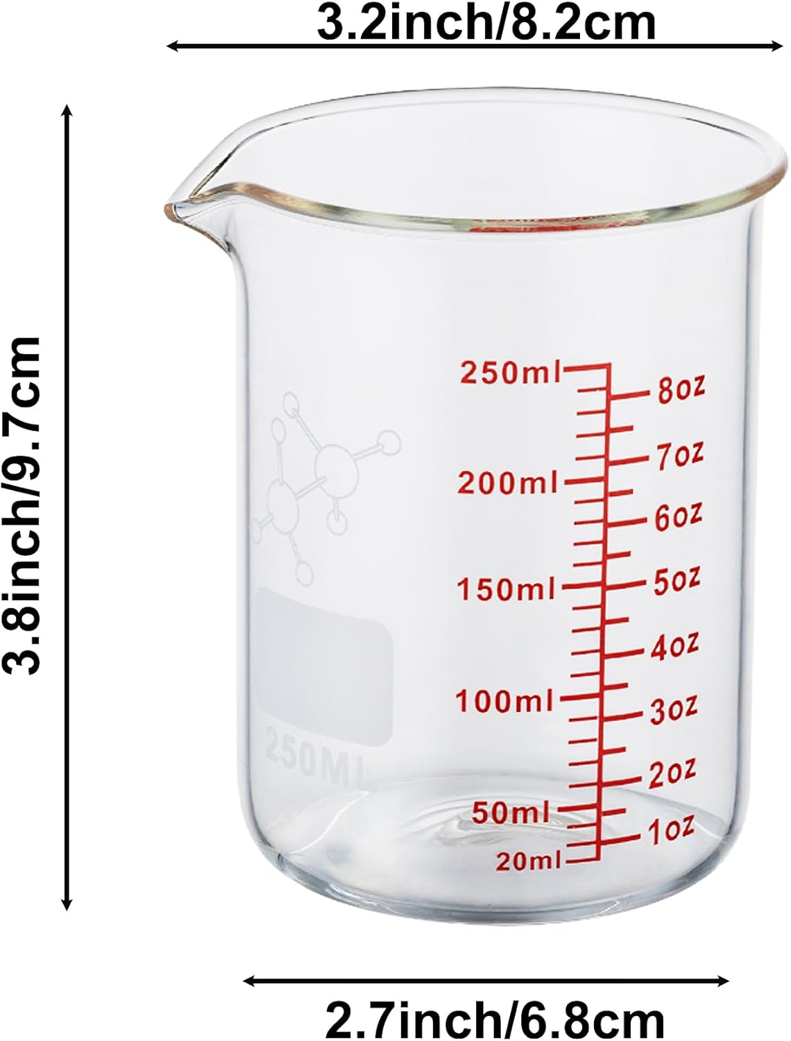 Ackers Mini Glass Measuring Beaker Set, Borosilicate, 2oz 4oz 8oz Measuring Cups