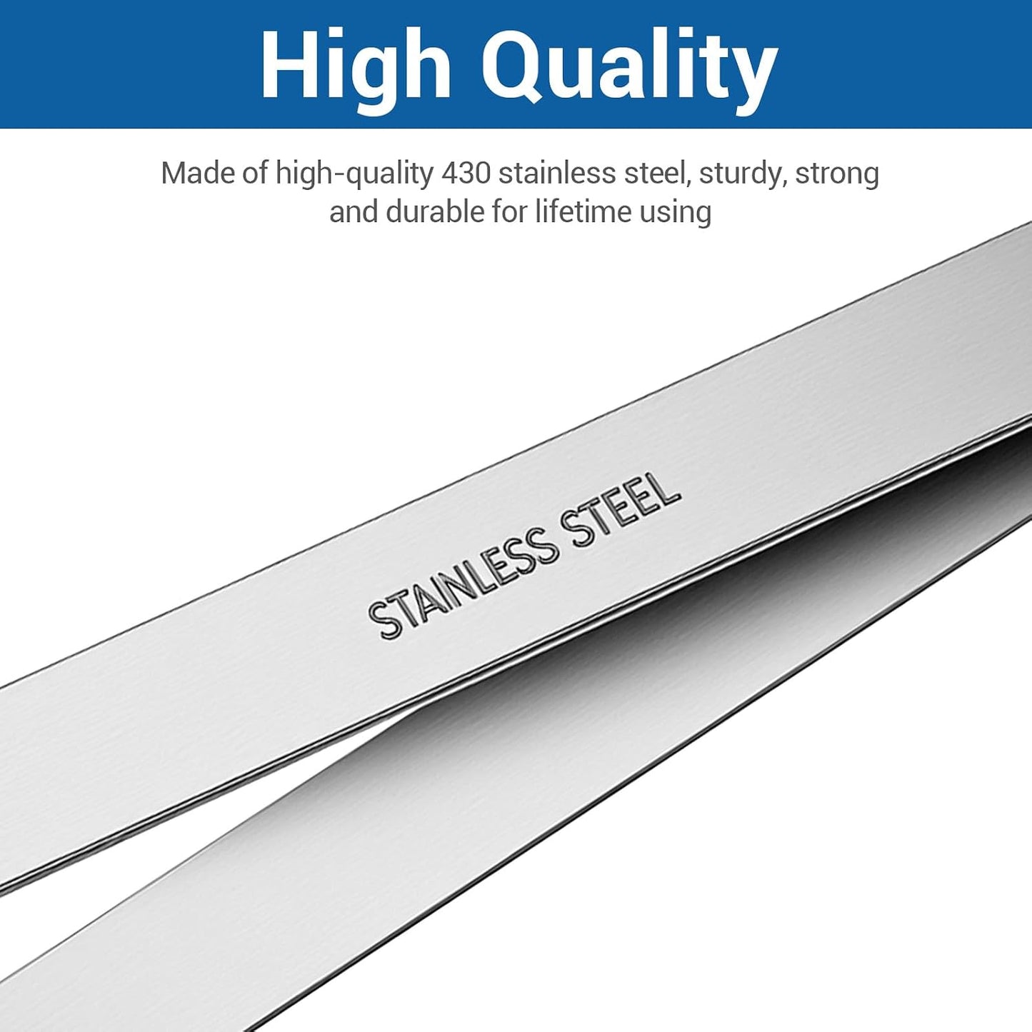 Ymapinc Fish Bone Tweezers Set, 4 Pieces Stainless Steel Food Cooking Tweezers to Remove Bones and Scales, Kitchen Tongs with Ergonomic Handles (Silver)