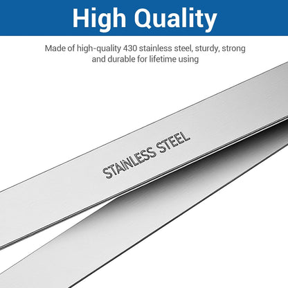 Ymapinc Fish Bone Tweezers Set, 4 Pieces Stainless Steel Food Cooking Tweezers to Remove Bones and Scales, Kitchen Tongs with Ergonomic Handles (Silver)