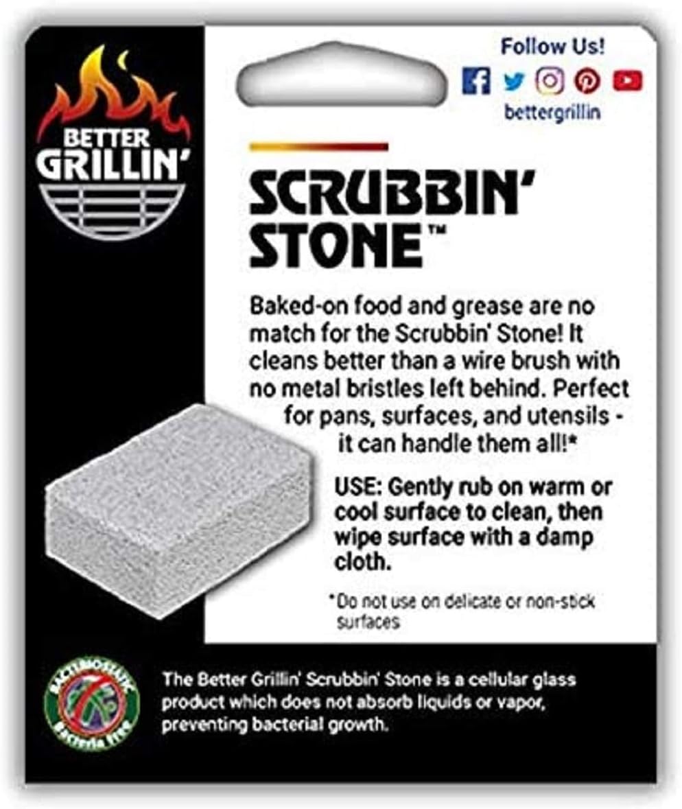 Better Grillin Scrubbin Stone Grill Cleaner-Scouring Brick/Barbecue Grill Brush/Barbecue Cleaner for BBQ, Griddle, 2pk