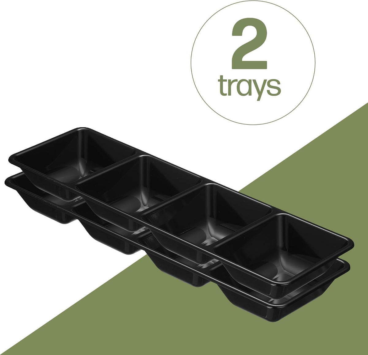 Plasticpro 4 Sectional Rectangle Plastic Serving Tray/Platter (2, Black)