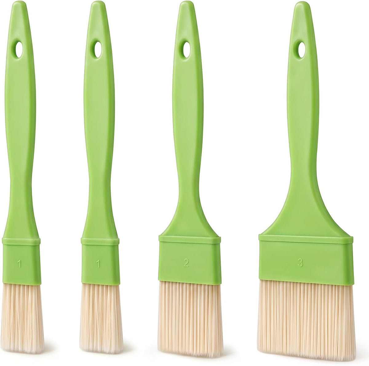 4 PCS Pastry Brush Set, Soft Bristle Basting Brushes, 1", 1", 2" & 3"