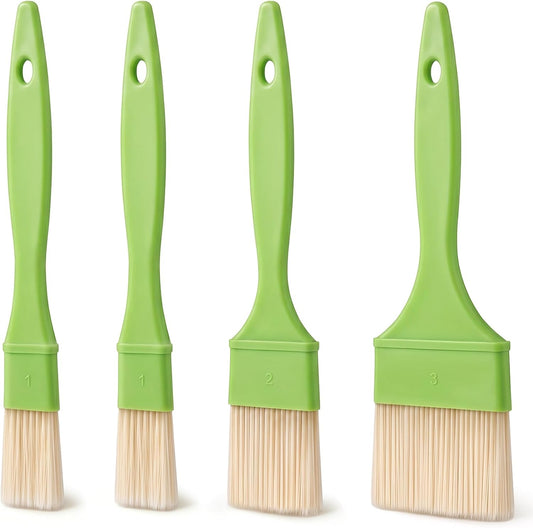 4 PCS Pastry Brush Set, Soft Bristle Basting Brushes, 1", 1", 2" & 3"