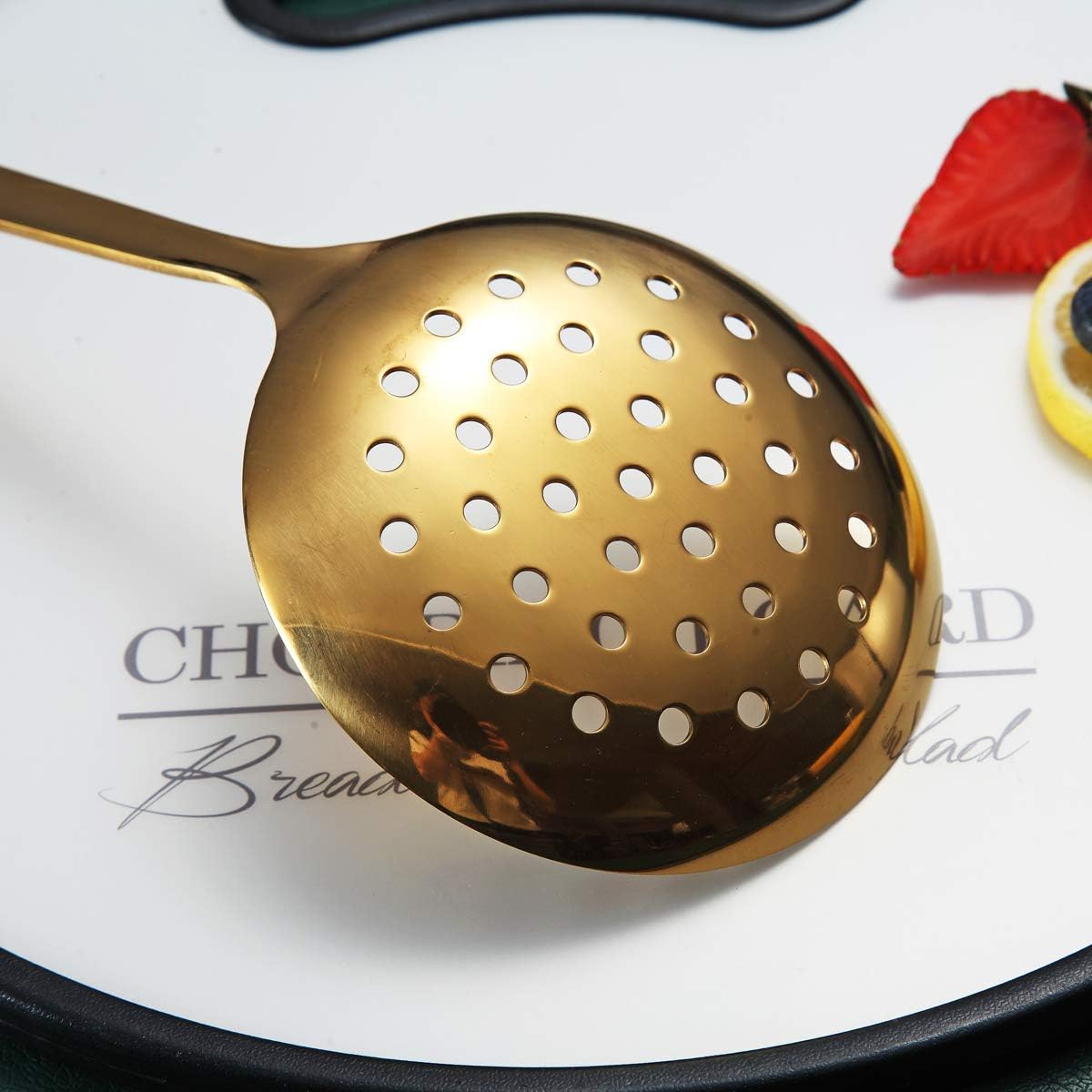 Gold Ladle, Berglander Stainless Steel Kitchen Ladle With Titainium Gold Plating, Soup Ladle, Cooking Ladle, Metal Soup Spoon For Cooking, Dishwasher Safe, Easy to Clean