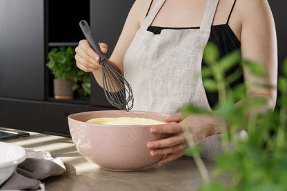 Zyliss Flat Whisk, Sustainable Wheatstraw/Nylon, Cooking Whisk forr Cooking and Serving with Heat Resistant Silicone Head, Beluga Grey, 11.9" x 2.8", Dishwasher Safe, 5 Year Guarantee