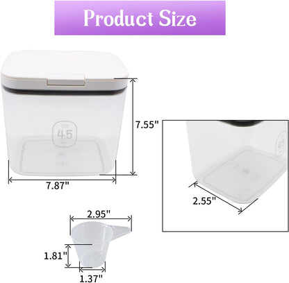 Airtight Rice Storage Bin Flour Storage Container 4.5L/4.75qt, Clear Food Container with Measuring Cup Airtight Lid for Kitchen Pantry Organization and Storage