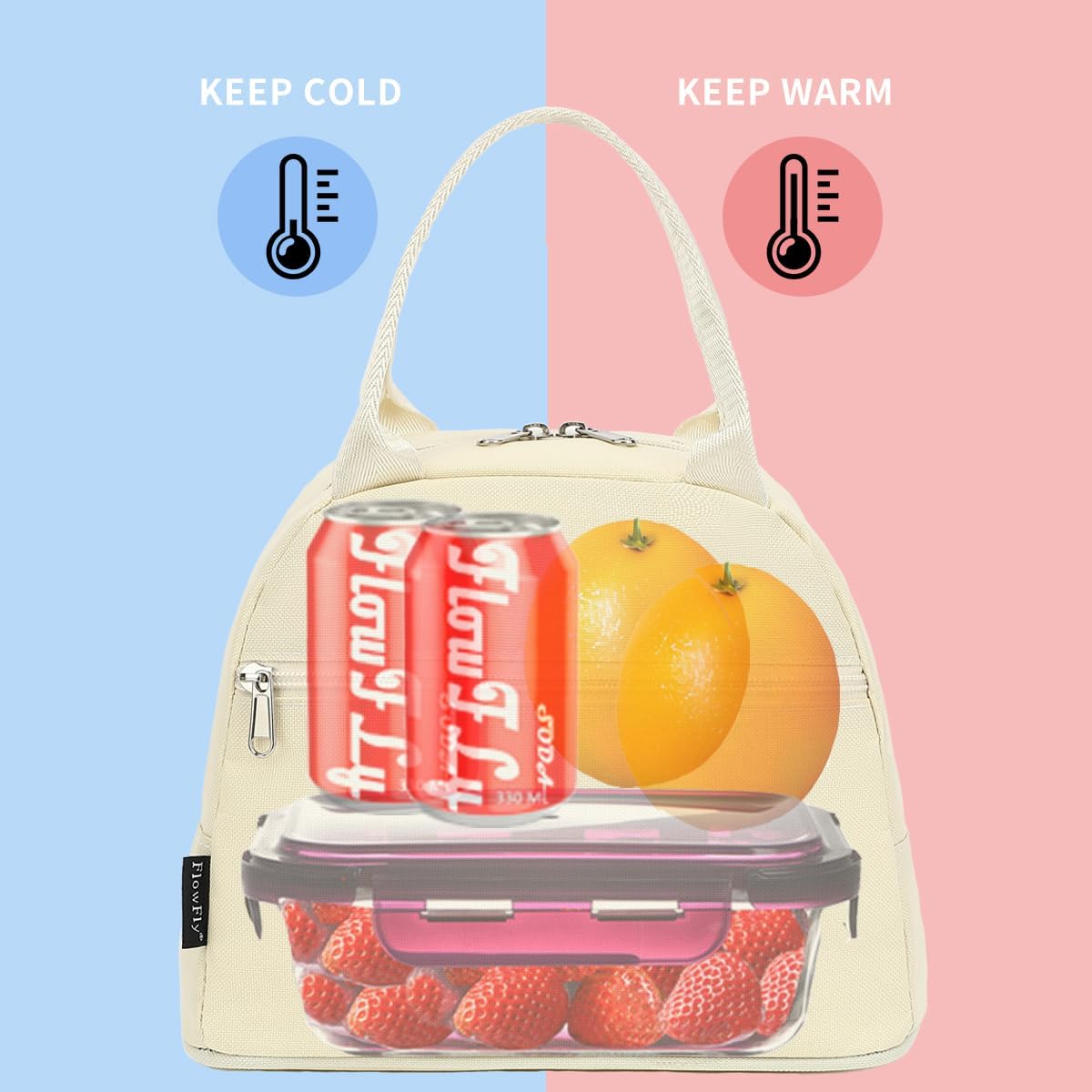 FlowFly Insulated Lunch Cooler Bag - Tote Bag Organizer for Women/Men, Black - Colors A