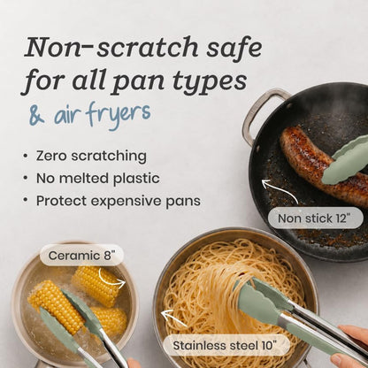 Starpack Get a Grip Silicone Kitchen Tongs (2-Pack, 9" + 12") - LFGB Non Toxic, 600°F Heat Resistant, BPA-Free - Heavy-Duty Stainless Steel, Locking - Dishwasher Safe for Nonstick Cookware
