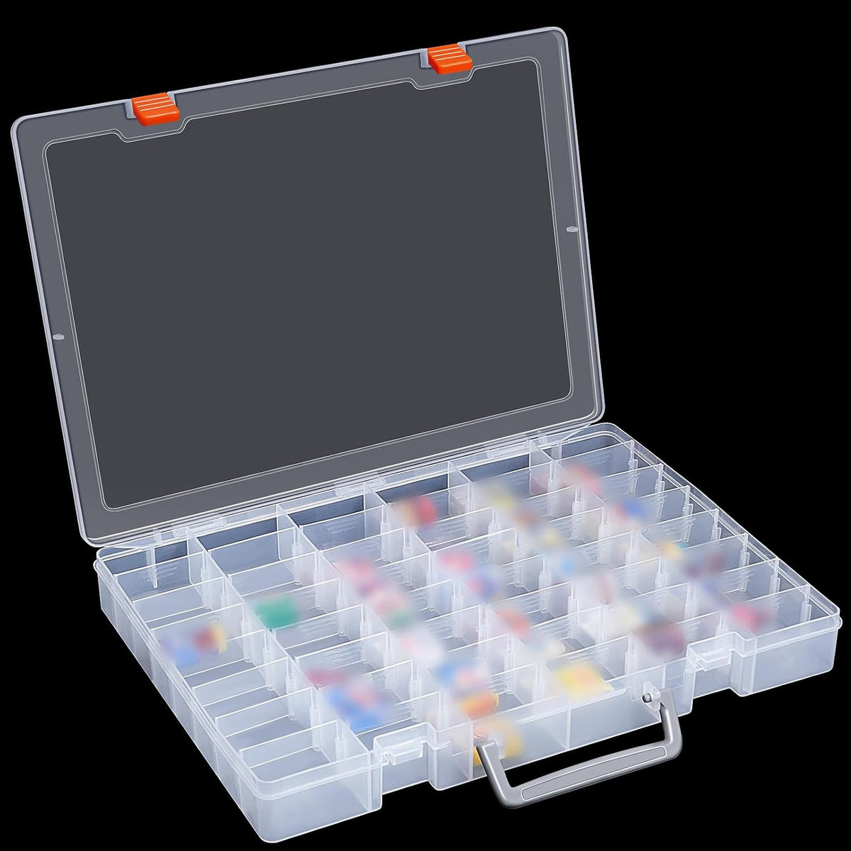 Juexica 2 Pcs Large 48 Grids Plastic Storage Bead Organizer Box, Tackle Box, Compartment Organizer Container with Adjustable Dividers for Jewelry Art Crafts Toys Screw Small Parts(Clear)