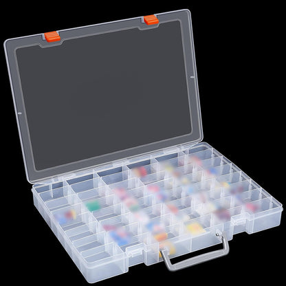 Juexica 2 Pcs Large 48 Grids Plastic Storage Bead Organizer Box, Tackle Box, Compartment Organizer Container with Adjustable Dividers for Jewelry Art Crafts Toys Screw Small Parts(Clear)