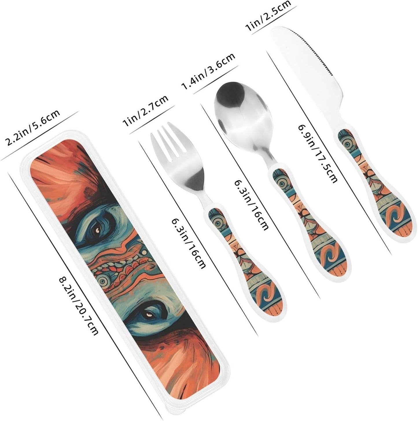 3-Piece Kids Silverware Set With Storage Case, Stainless Steel Reusable Children Safe Knife Spoon Fork Set African Lion Black And White Children Flatware Set For Kids Lunch Box