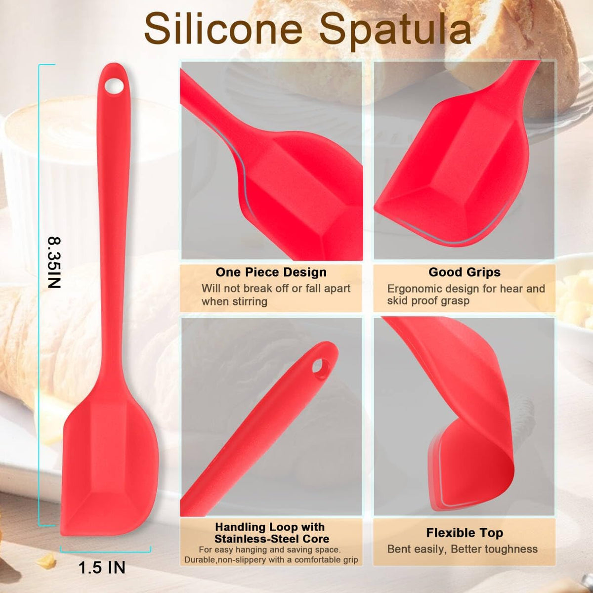 Silicone Spoon Spatula Set Food Grade Kitchen Utensils Heat Resistant